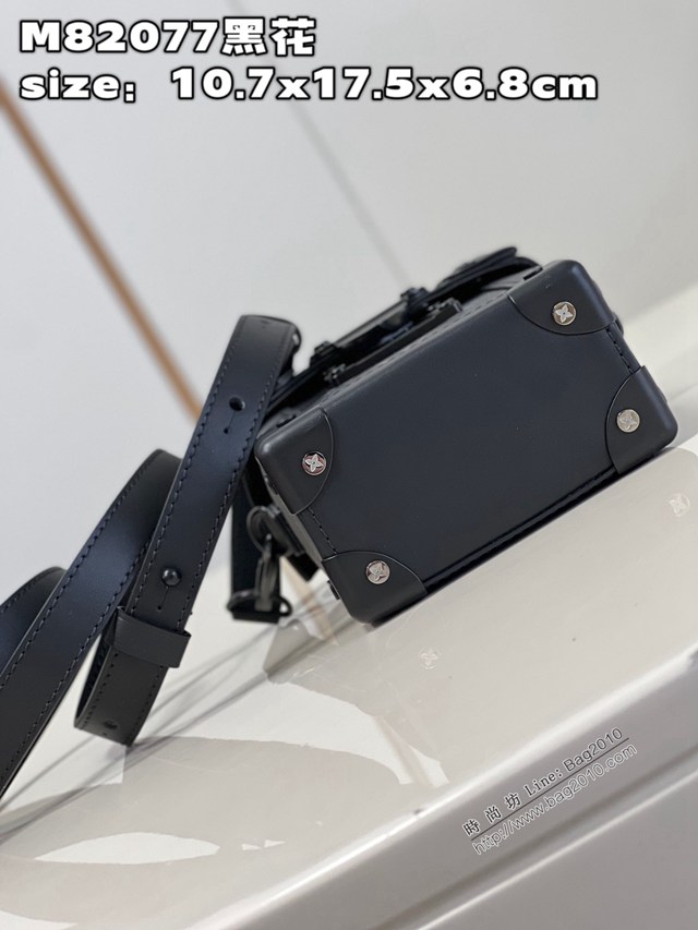 LV專櫃2023新款Vertical Trunk迷你手袋 M82077黑花 路易威登小斜挎包手機包 dn1374